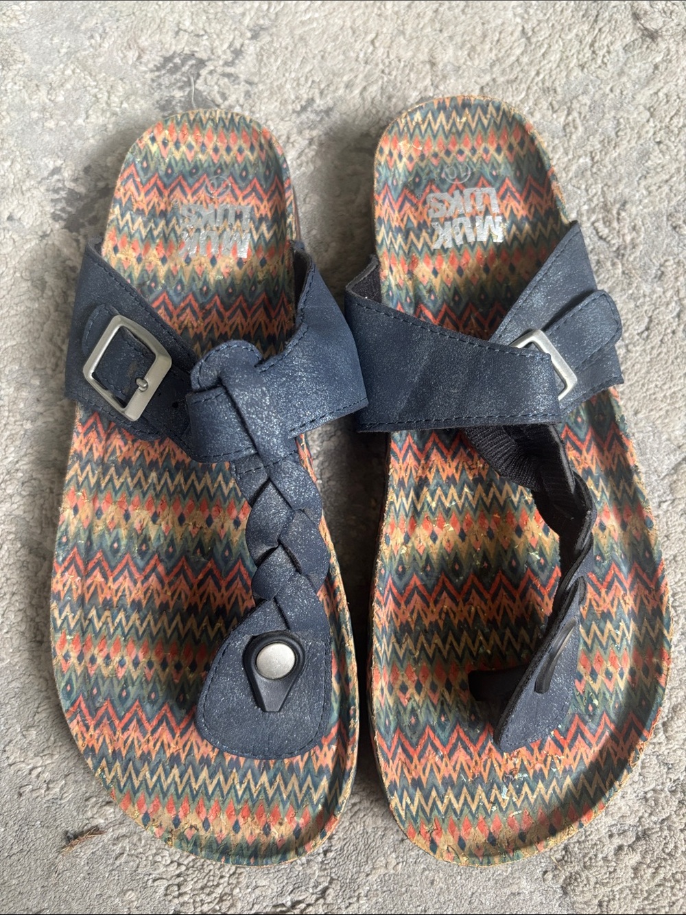 Women’s Navy Braided Thong Sandals - Casual Slip-On NEVER WORN